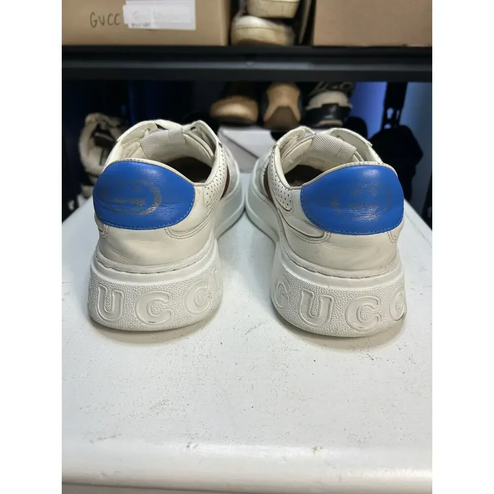 Gucci Trainers Sneaker Chunky GG Web Shoes Leather White Mens 9.5G / 10 US Mens